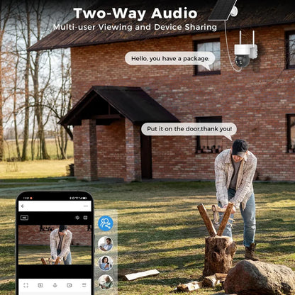 Cámara IP de seguridad inteligente Tuya SmartLife WIFI 3MP IP65 resistente al agua con seguimiento humano, visión nocturna a color y energía solar.