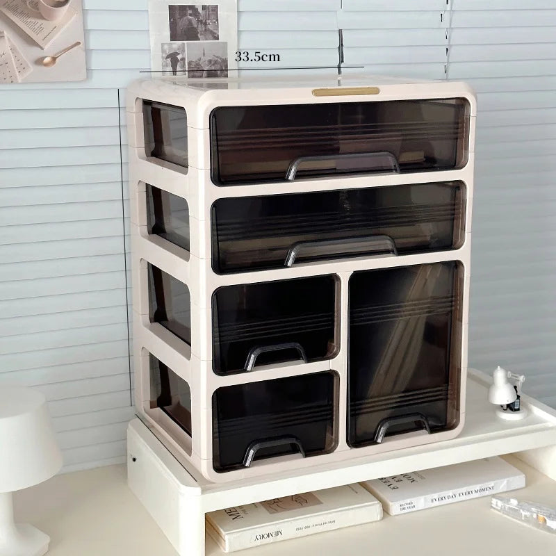 Organizador de escritorio, caja de almacenamiento para cosméticos, escritorio de oficina, dormitorio, estudio, escritorio, plástico, rectangular