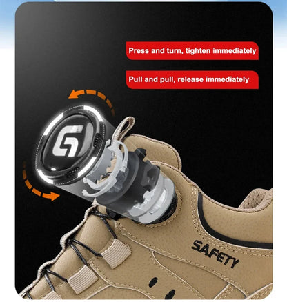 Zapatos de seguridad con punta de acero, antigolpes y antiperforación, con botón giratorio para hombre y mujer