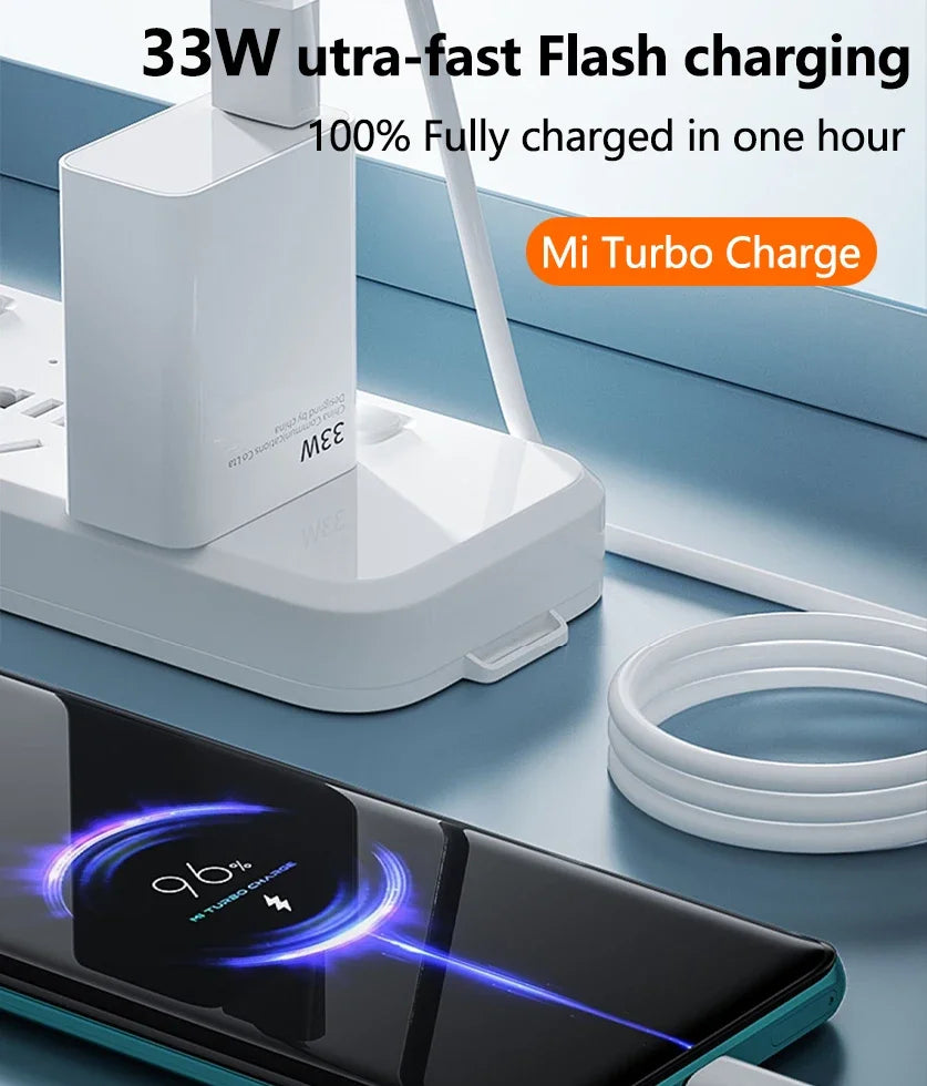 Cargador turbo original Xiaomi de 33 W, carga rápida, adaptador de EE. UU. para Mi 10T, 10S, Poco X5, X3, M5S, F3, Redmi Note 13, 12, Pad Pro, Cargador europeo