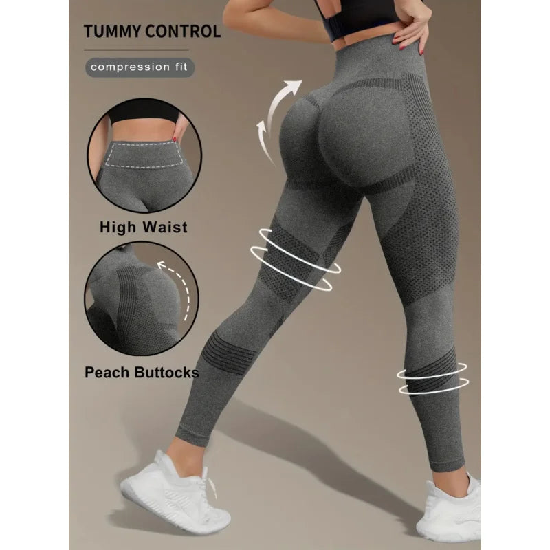 Women's High Waist Seamless Yoga Pants - Quick-Drying、Elastic Sports Pants，Suitable for fitness and training