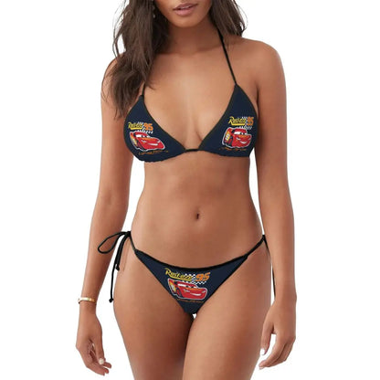 Conjunto de bikini personalizado de Rayo McQueen, traje de baño de dos piezas, bikinis de coches para mujer, conjuntos de bikini triangulares sexys para mujer, traje de baño