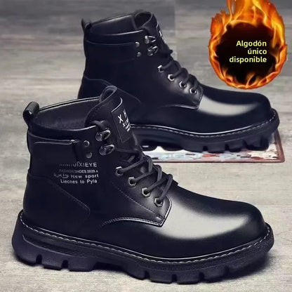 Botas de hombre de piel suave con forro interior, informales, para otoño e invierno, de alta calidad, versátiles, cómodas y que combinan con todo.