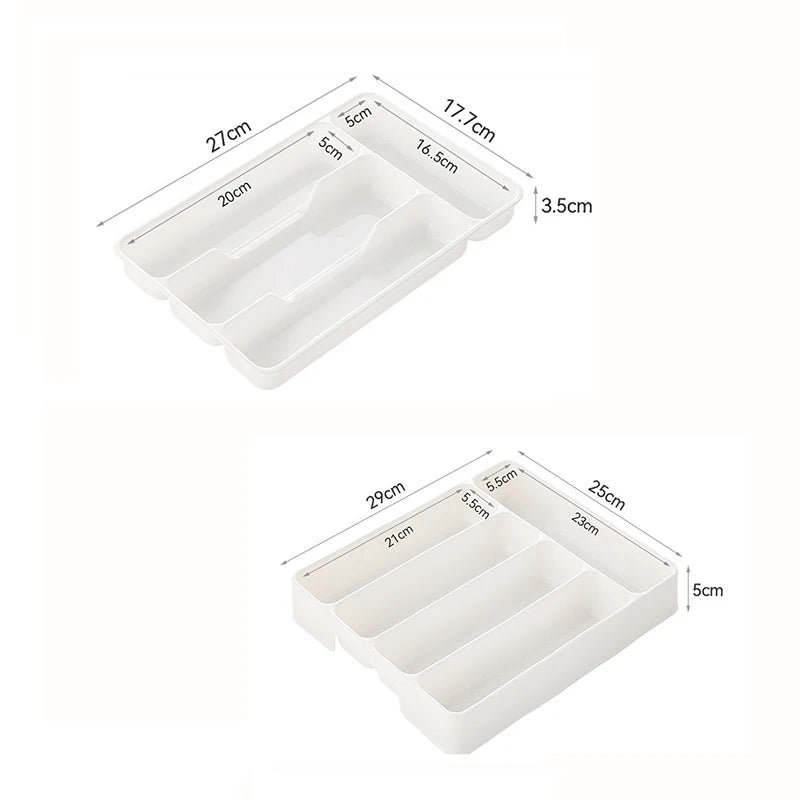Gabinetes de cocina de 4/5 rejillas, caja de almacenamiento para palillos y vajilla, organizador divisor para cuchillos, tenedores y cucharas, cajón de almacenamiento para cuchillos y tenedores.