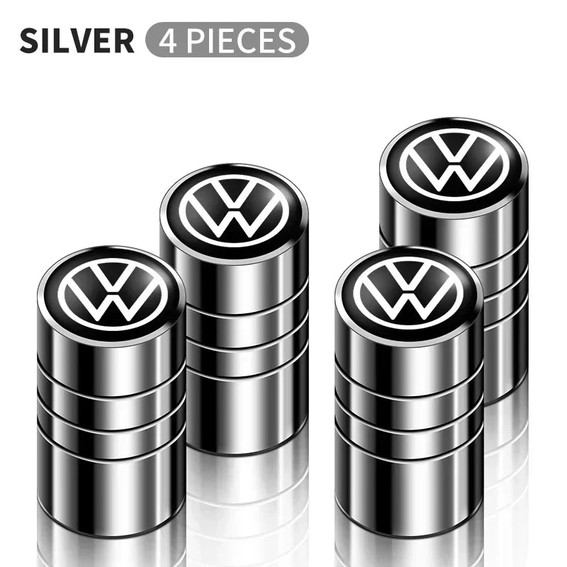4 tapas de válvula de neumático de coche, emblema de metal, funda para VW, Volkswagen, Golf, Polo, Passat, Touran, accesorios de estilo de coche.