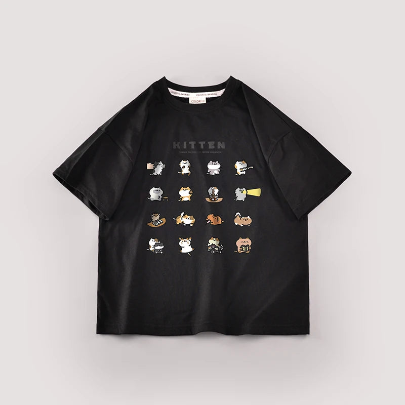 Ropa para niños 2025, artículo nuevo, camisa de manga corta con estampado de animales pequeños y algodón puro