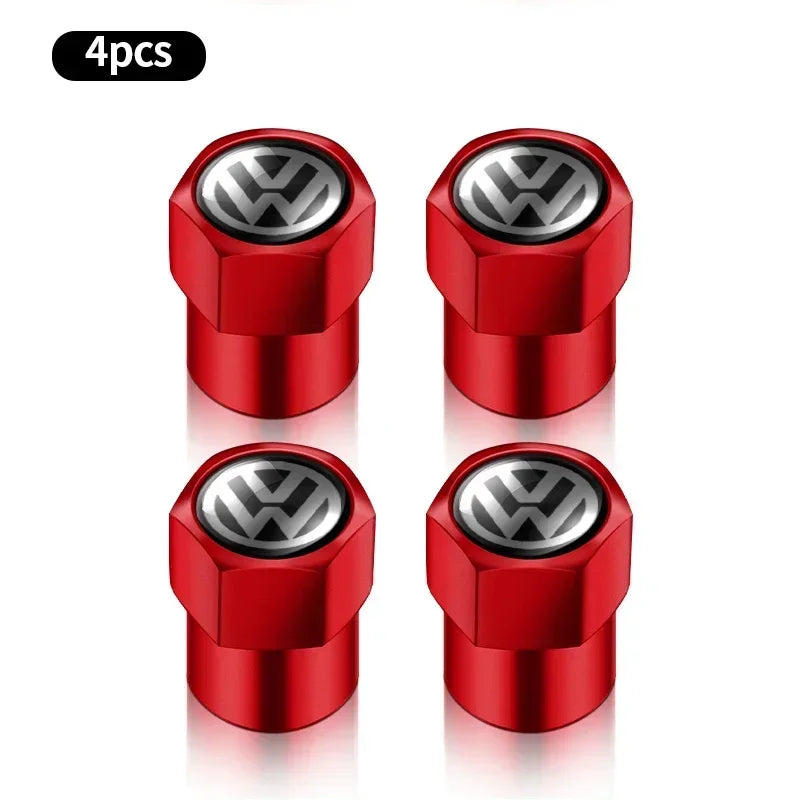 4 tapas de válvula de neumático de coche, emblema de metal, funda para VW, Volkswagen, Golf, Polo, Passat, Touran, accesorios de estilo de coche.