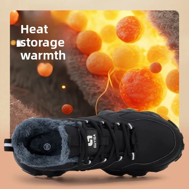 Zapatillas de seguridad con forro polar para hombre y mujer, botas de invierno con punta de acero, gruesas, cálidas, antiaplastamiento, para trabajo, tallas 36-46