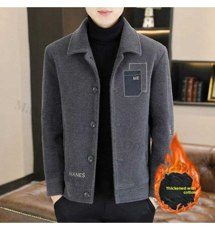 Chaqueta corta de lana Maxbarley para hombre, estilo otoño/invierno, abrigo de trabajo, estilo coreano casual, grueso, moderno y cálido.