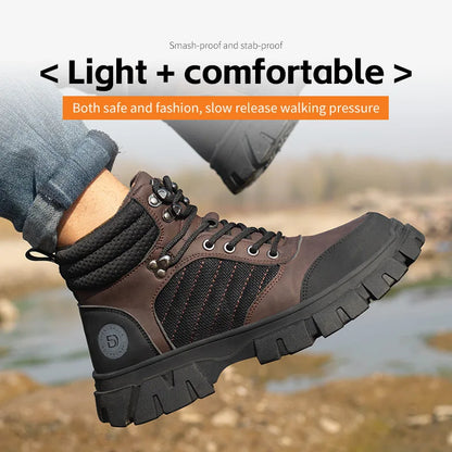 Zapatos de seguridad con puntera de acero para hombre, botas de trabajo indestructibles, zapatos de seguridad ligeros, zapatillas protectoras para caminar, antiaplastamiento y antipinchazos.