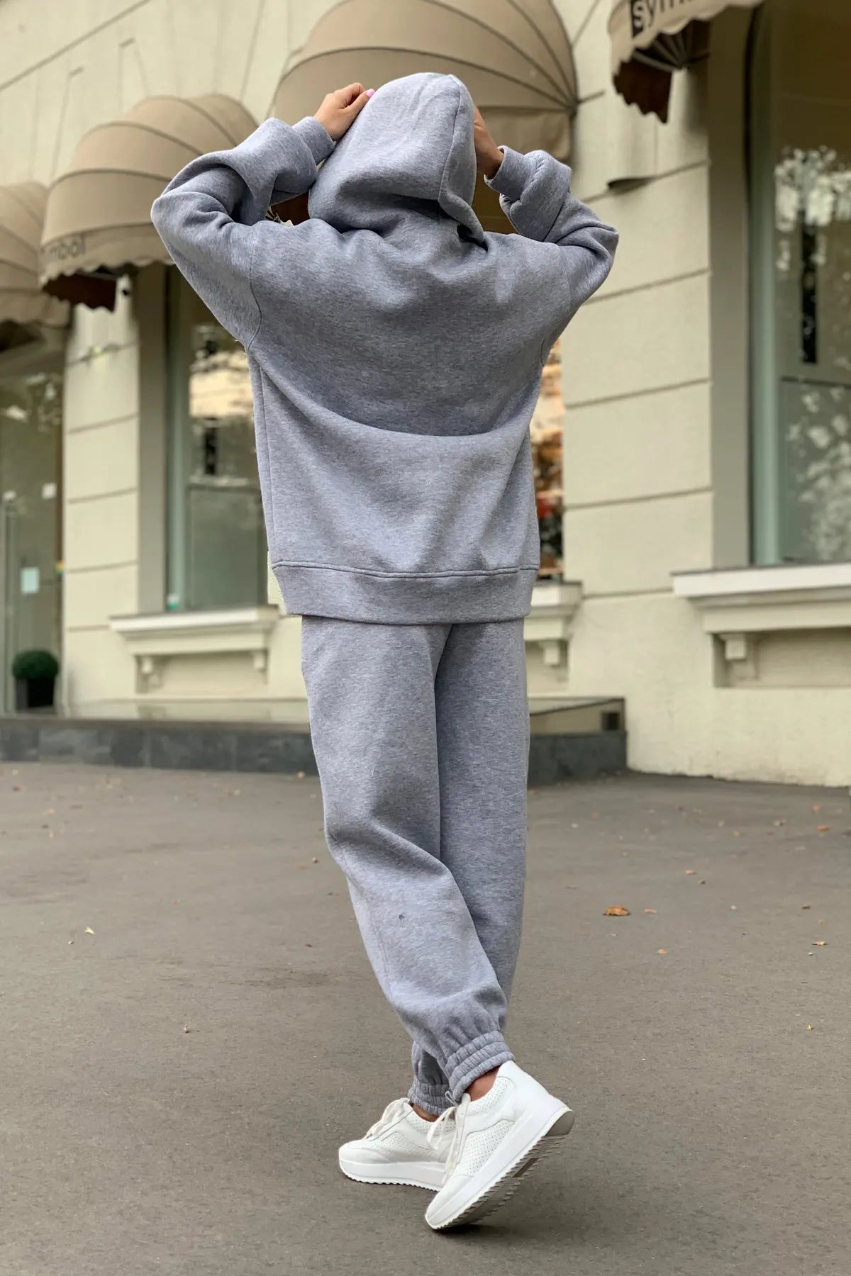 Conjuntos de dos piezas de forro polar para mujer, elegantes, de color sólido, con capucha extragrande y pantalones largos, chándal deportivo para otoño e invierno 2023.