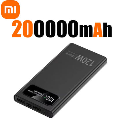 Banco de energía Xiaomi de 500.000 mAh y 120 W con carga ultrarrápida y pantalla digital de alta capacidad para iPhone, Samsung y Huawei.