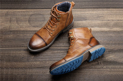 Botas retro para hombre, talla 7-13, moda 2023, cómodas botas de cuero para primavera.