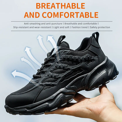 Zapatos de seguridad para hombre, ligeros, protectores, zapatillas de trabajo, calzado ligero y transpirable, zapatos de trabajo antiperforación.