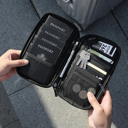 Cartera de viaje, pasaporte, tarjetero, organizador, bolsa para billetes, porta billetes, porta documentos, bolso de mano, bolsa de almacenamiento