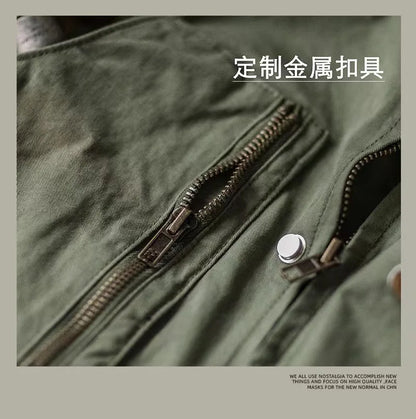 Retro American Cotton Overalls Bibs Loose Washing Jumpsuit Men's Suspenders Four Seasons Full Length Baggy Pants