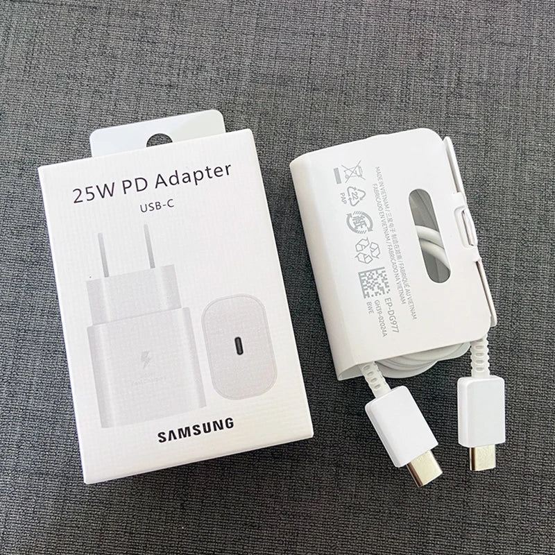 Adaptador de pared superrápido EP-TA800 de Samsung con carga rápida y cable USB-C de 100 cm para Galaxy Note 10, 20, S22, S21 Ultra, S10+, A55 y A15 Plus.