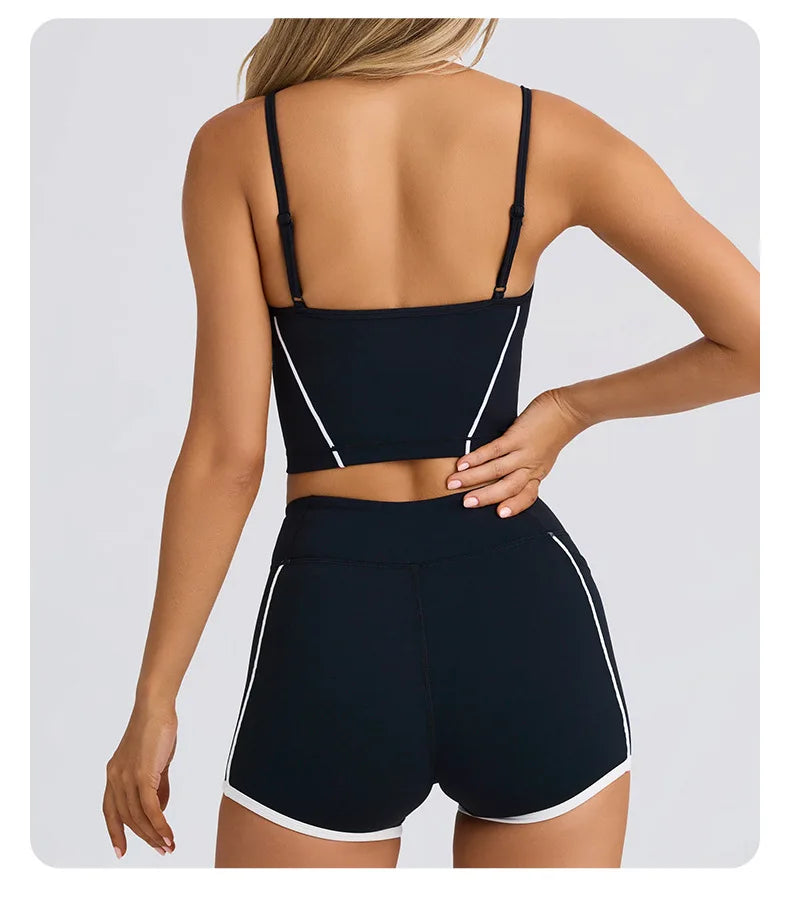 Ropa interior deportiva, chaleco, pantalones cortos, sujetador con tirantes, espalda descubierta, pilates, ajustado, elástico, para fitness, correr, yoga, conjunto de ropa para mujer