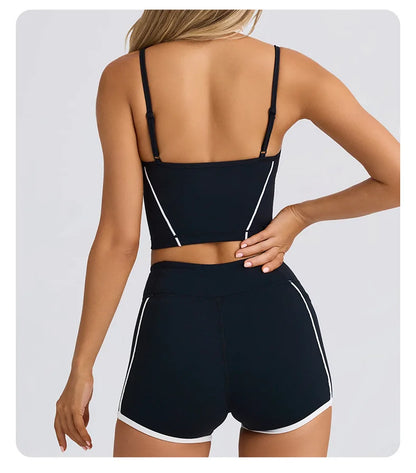 Ropa interior deportiva, chaleco, pantalones cortos, sujetador con tirantes, espalda descubierta, pilates, ajustado, elástico, para fitness, correr, yoga, conjunto de ropa para mujer