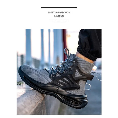 Tall Men's Anti Smashing and Anti Piercing Steel Toe Protective Safety Shoes Lightweight and Breathable Wear Resistant Durable