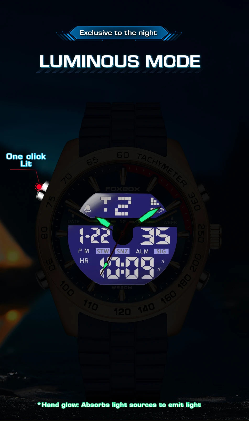 Reloj digital de lujo para hombre FOXBOX, marca superior, modelo 2026 New Business Watch, estilo militar, resistente al agua, a la moda, con movimiento de cuarzo.