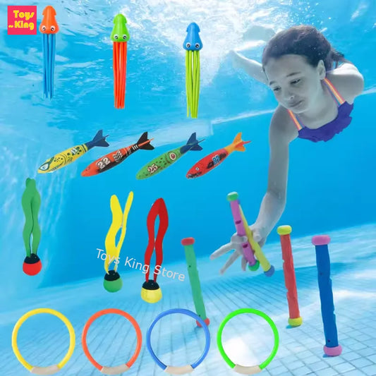 Juguetes de natación y buceo para niños, pez, delfín, boya, piscina, búsqueda del tesoro, buceo, diamante acuático, juego de agua para niños, juego de juguetes reutilizable, regalo