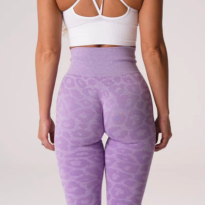Pantalones de yoga de nueve puntos con estampado de leopardo y copos de nieve, leggings para mujer, pantalones deportivos de cintura sin costuras con estampado animal, ropa de mujer