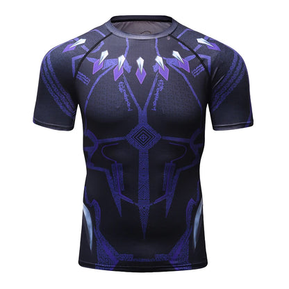 Ropa deportiva Marvel, camiseta de compresión de manga corta para hombre, para entrenamiento, deportes atléticos, fitness, gimnasio, running.