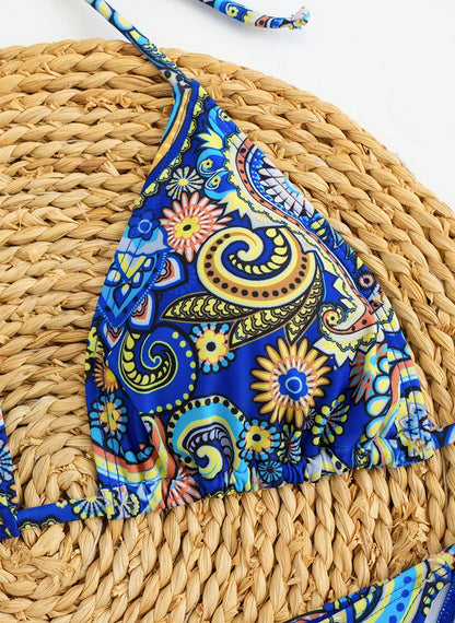 Traje de baño para mujer 2025, traje de baño de dos piezas con cuello halter, conjunto de bikini para mujer, ropa de playa de verano, traje de baño con cordón ajustable, tanga, copa triangular