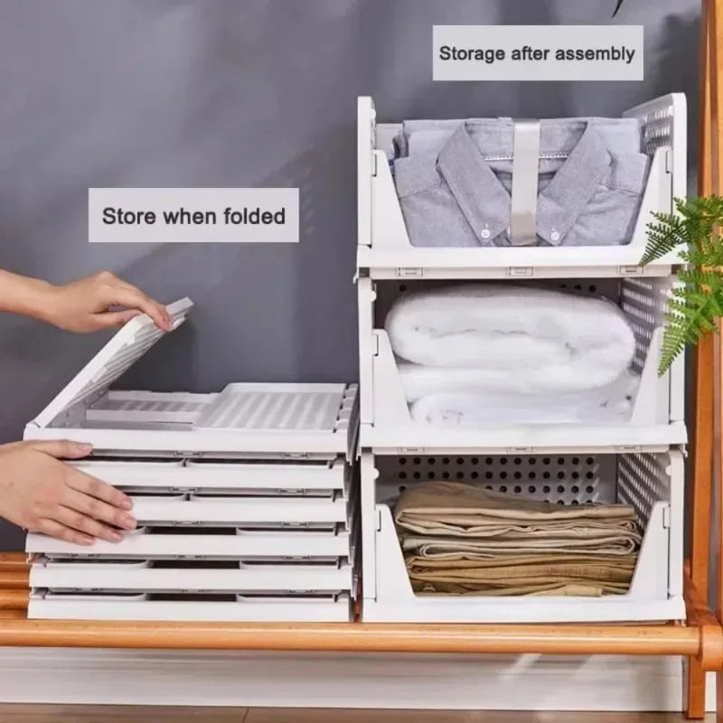 Organizador de ropa, organizador de armario, caja de almacenamiento, apilable, plegable, con cajón, cesta organizadora para juguetes, hogar y cocina.