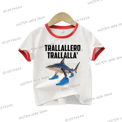 Ropa para niños: Camiseta estampada italiana Brainrot Tralalero Tralala para niños, moda para amantes de los tiburones, meme divertido, ropa para niños