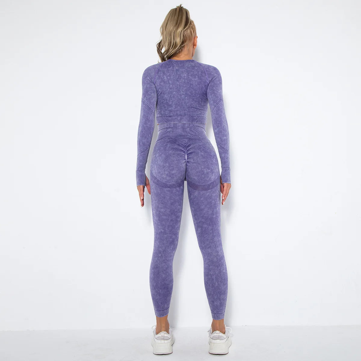 Conjunto de gimnasio con top corto sin costuras para mujer, conjunto de entrenamiento de yoga, ropa deportiva, leggings push up, chándal
