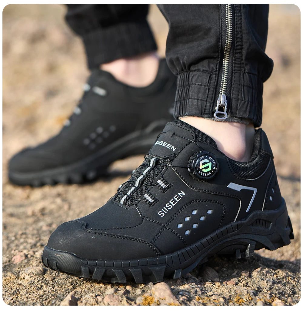 Botas de seguridad con puntera de acero para hombre - Calzado de trabajo resistente a perforaciones, antideslizante y duradero para la construcción y uso industrial en exteriores.