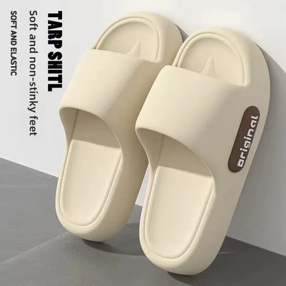 Pantuflas rojas de suela gruesa, antideslizantes y resistentes a los olores, estilo 2025, para el hogar, cómodas y de verano, de PVC.
