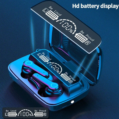 Auriculares Bluetooth M19 inalámbricos TWS para juegos, con cancelación de ruido, táctiles, intrauditivos, mini auriculares con batería externa de emergencia