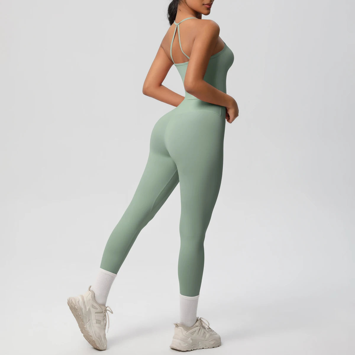 Conjunto de top de yoga halter, traje de gimnasio para fitness, entrenamiento, top deportivo sin mangas, espalda cruzada, ropa interior deportiva, control de abdomen, adelgazante