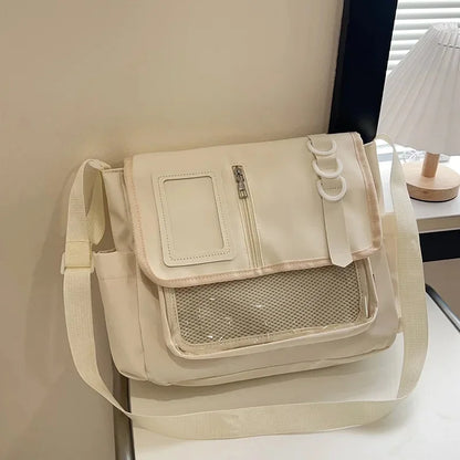 Nuevo bolso bandolera informal de nailon de estilo universitario, de gran capacidad, para estudiantes, estudiantes, estudiantes, estudiantes, estudiantes, tendencia de viaje, con un solo hombro inclinado.