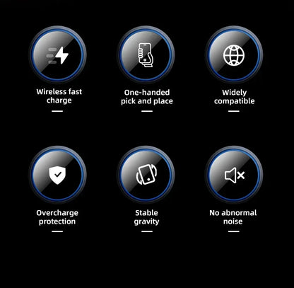 Soporte de carga inalámbrica para coche con inducción infrarroja y abrazadera para rejilla de ventilación, compatible con iPhone 16~12 Pro Max y Samsung Galaxy S25/S24. Carga rápida.