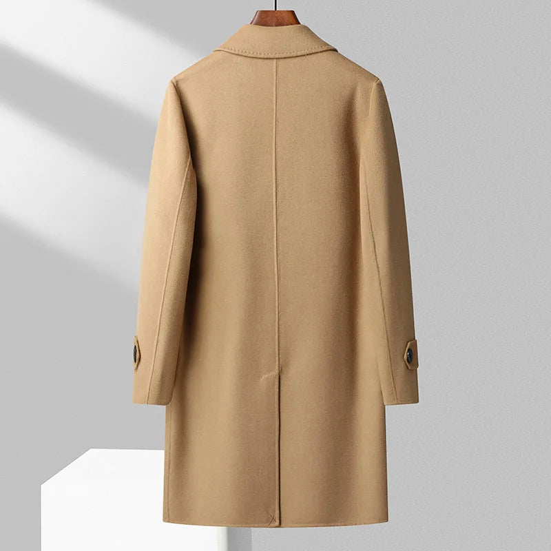 Abrigos largos de lana para hombre, colección otoño-invierno 2025, estilo business casual, color liso, abrigo exterior 100% lana, chaqueta cortavientos