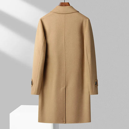 Abrigos largos de lana para hombre, colección otoño-invierno 2025, estilo business casual, color liso, abrigo exterior 100% lana, chaqueta cortavientos