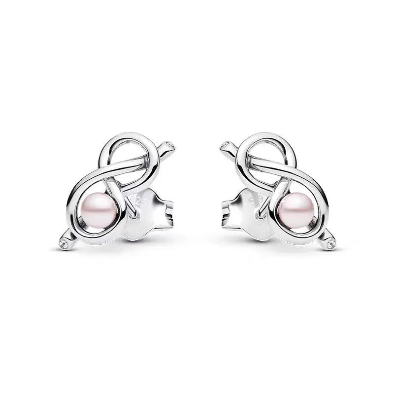 Pendientes de plata 925 con forma de corazón infinito y lazo brillante, originales, para mujer, regalo, joyería fina, 2025