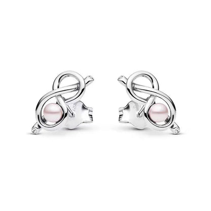 Pendientes de plata 925 con forma de corazón infinito y lazo brillante, originales, para mujer, regalo, joyería fina, 2025