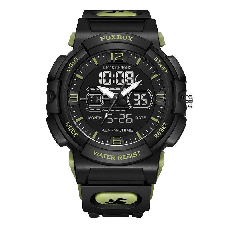 LIGE-Reloj de pulsera deportivo militar para hombre, nuevo, resistente al agua hasta 50 m, con alarma y pantalla LCD dual, de cuarzo