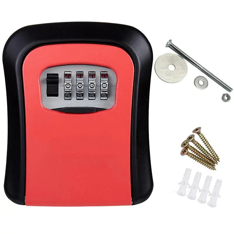 Caja de código de 4 dígitos, instalación gratuita, caja de llave con contraseña para exteriores, gancho de bloqueo extendido, alambre de acero, almacenamiento de llaves para colgar, llave impermeable