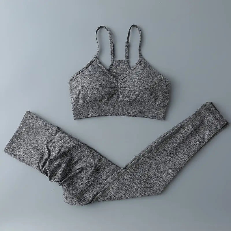 Conjunto deportivo para mujer, top deportivo, leggings de yoga, sujetador deportivo, leggings sin costuras para realce de glúteos.