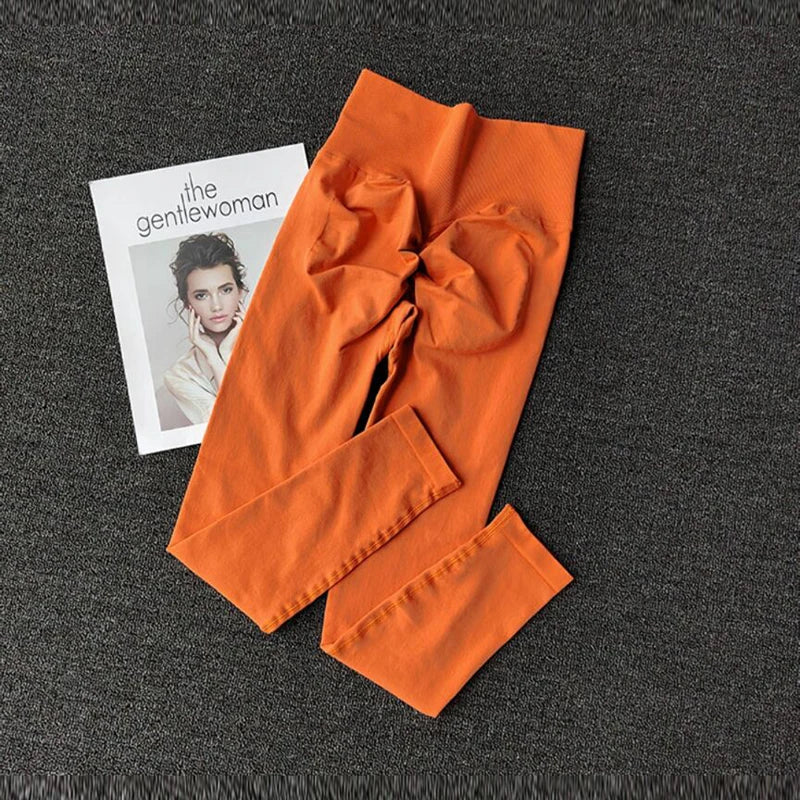 Pantalones de yoga deportivos sin costuras de cintura alta, leggings deportivos para levantar caderas, gimnasio, correr, de secado rápido, ajustados.