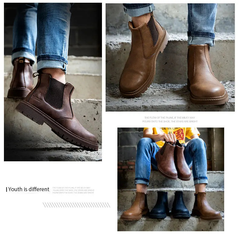 Zapatos de seguridad antideslizantes para hombre, botas de trabajo con puntera de acero, calzado de protección indestructible, botas de construcción antiaplastamiento, impermeables.