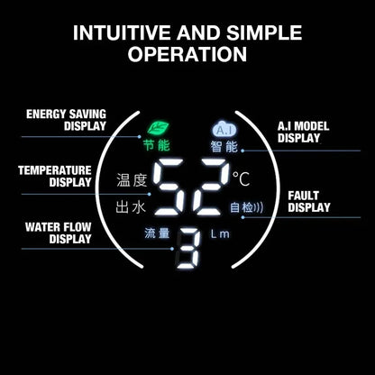 Calentador de agua instantáneo inteligente de pared con ducha eléctrica sin tanque y calentamiento rápido. Termostato para baño y cocina. 110V/220V