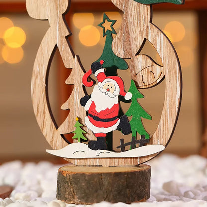Decoración navideña DIY, manualidades de madera, adornos creativos, Papá Noel, muñeco de nieve, reno, decoración de escritorio navideña, regalos