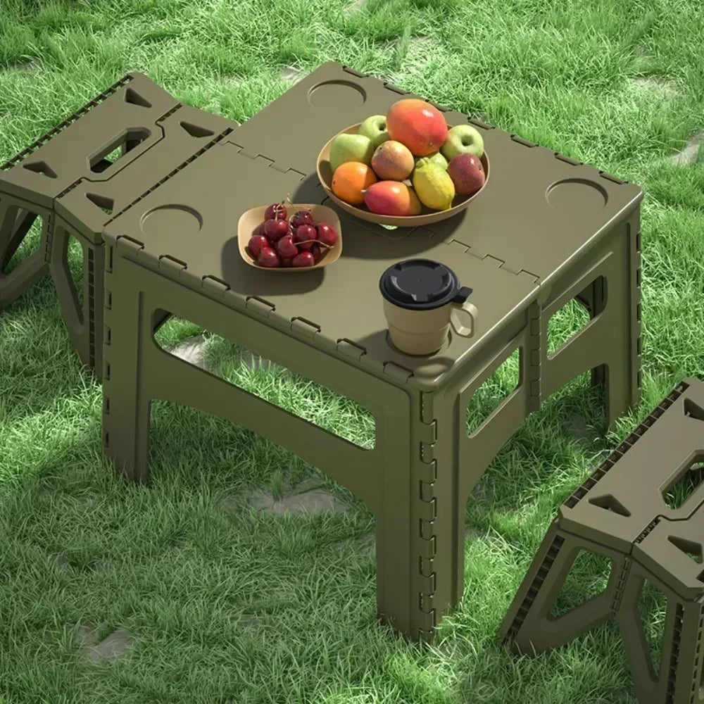 Mesa plegable para exteriores, taburete plegable de viaje, mesas resistentes y ligeras, escritorio portátil para picnic, escritorios prácticos y sencillos para acampar.